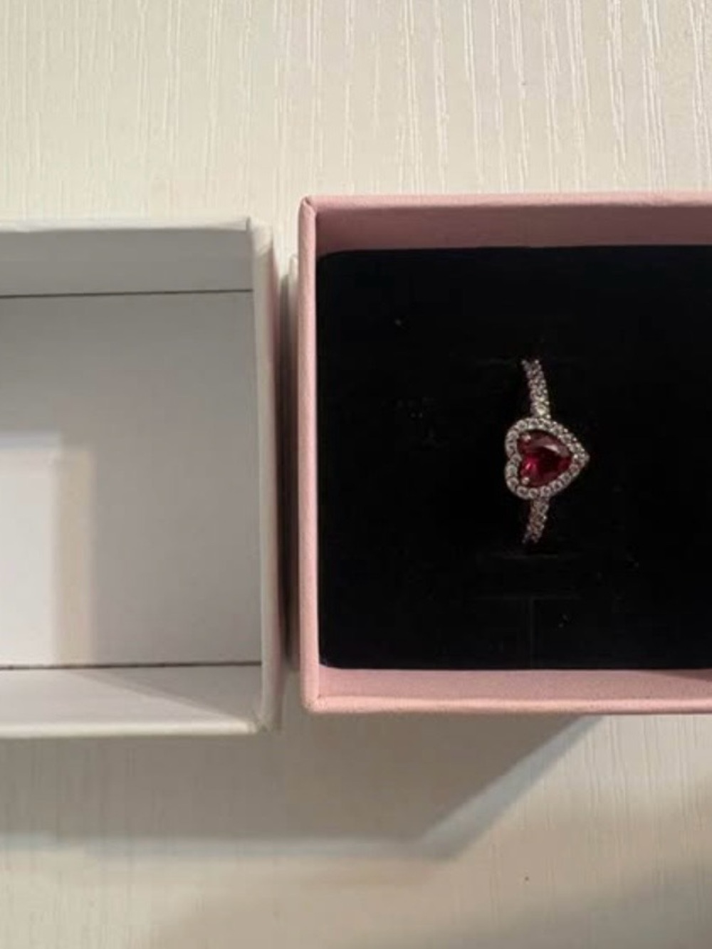 Pandora Heart-Shaped Red Gemstone Ring - Women's Jewelry